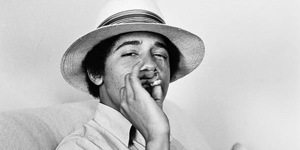 Barack Obama smoking in his youth