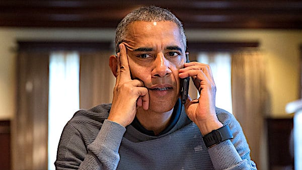 Barack Obama talks on the phone with FEMA Administrator Craig Fugate to receive an update on Hurricane Matthew, Oct. 8, 2016. The president spoke from his home in Chicago, Illinois. (Official White House photo by Pete Souza)