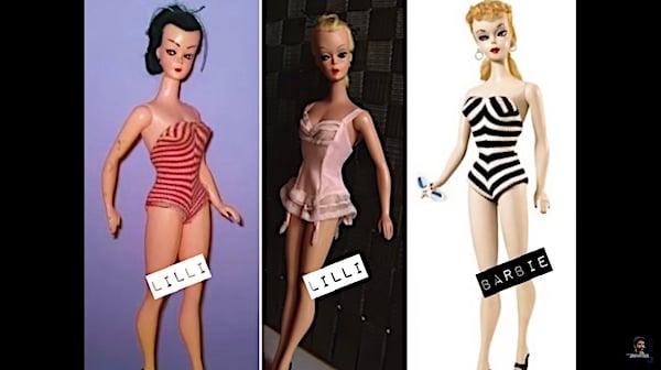 The German sex doll Bild Lilli is believed to be the model for Barbie. (Video screenshot)