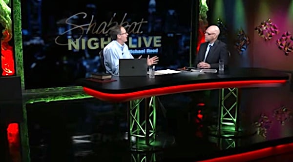 Author Joe Kovacs talks with Scott Laird on TV's 'Shabbat Night Live' in June 2022. (Video screenshot)