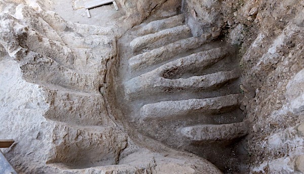 The northern channels of a unique ancient installation discovered in the City of David, Jerusalem, August 2023. (Eliyahu Yanai/City of David)